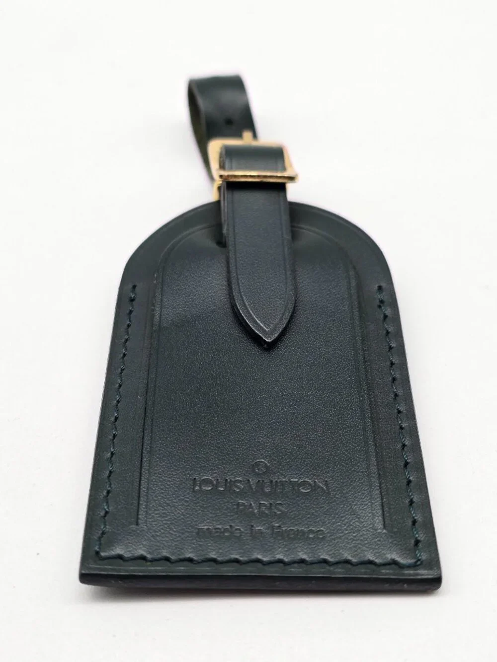 Authentic Louis Vuitton Black Leather Luggage Tag